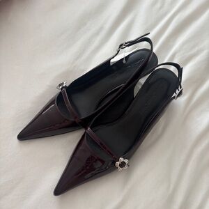 Lisa Says Gah Burgundy Slingback Heels